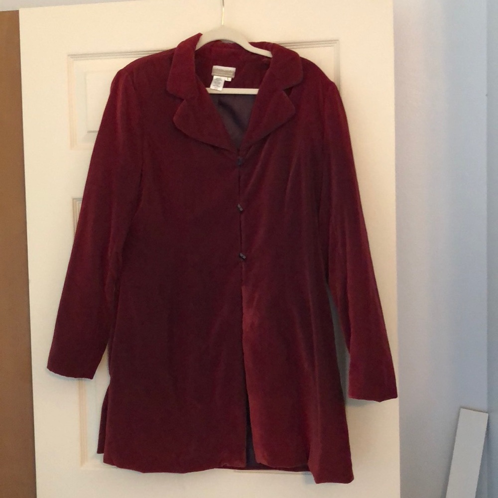 Coldwater Creek long wine colored jacket.